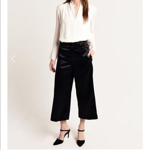 Vince black metallic satin crop wide pants sz 0